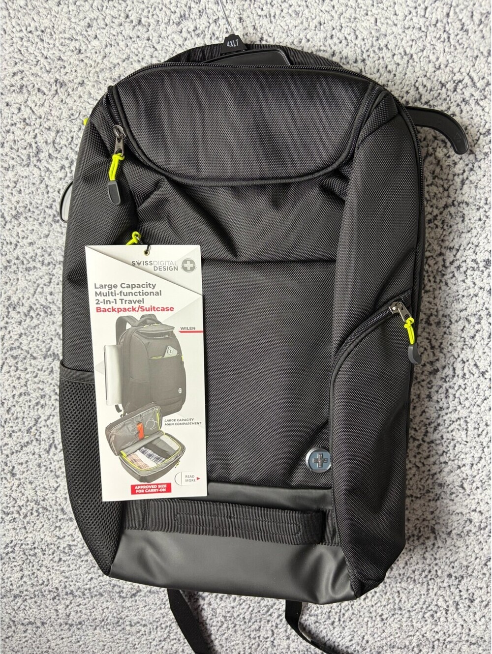 Swissdigital Wilen 2-in-1 Travel Backpack Suitcase Carry-On Black SD1708-01